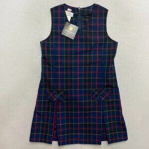 Dennis Uniform V-Neck Dropped Waist Uniform Jumper Dress G10 Wilson Plaid